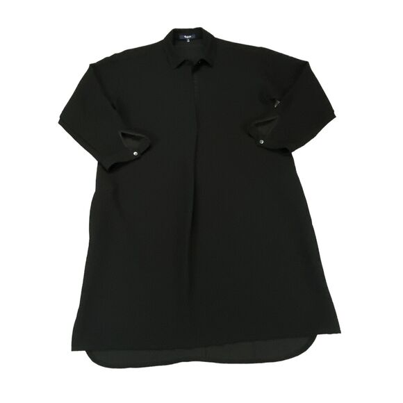 Madewell Shirt Dress Womens Medium Black Collared Button Fron Slit - Picture 13 of 16